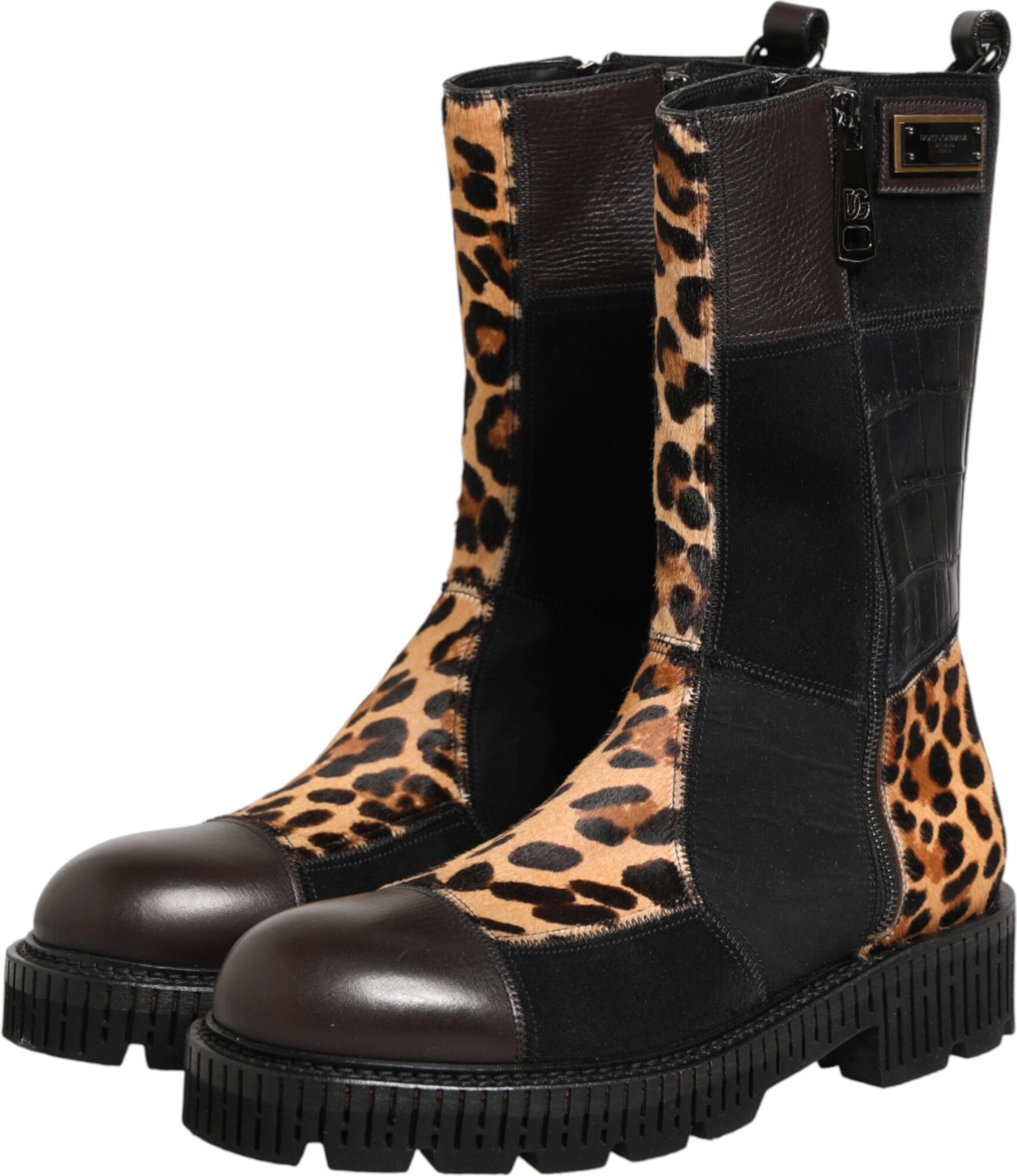 Mehrfarbige Leo-Stiefel bis zur Wade von Dolce & Gabbana
