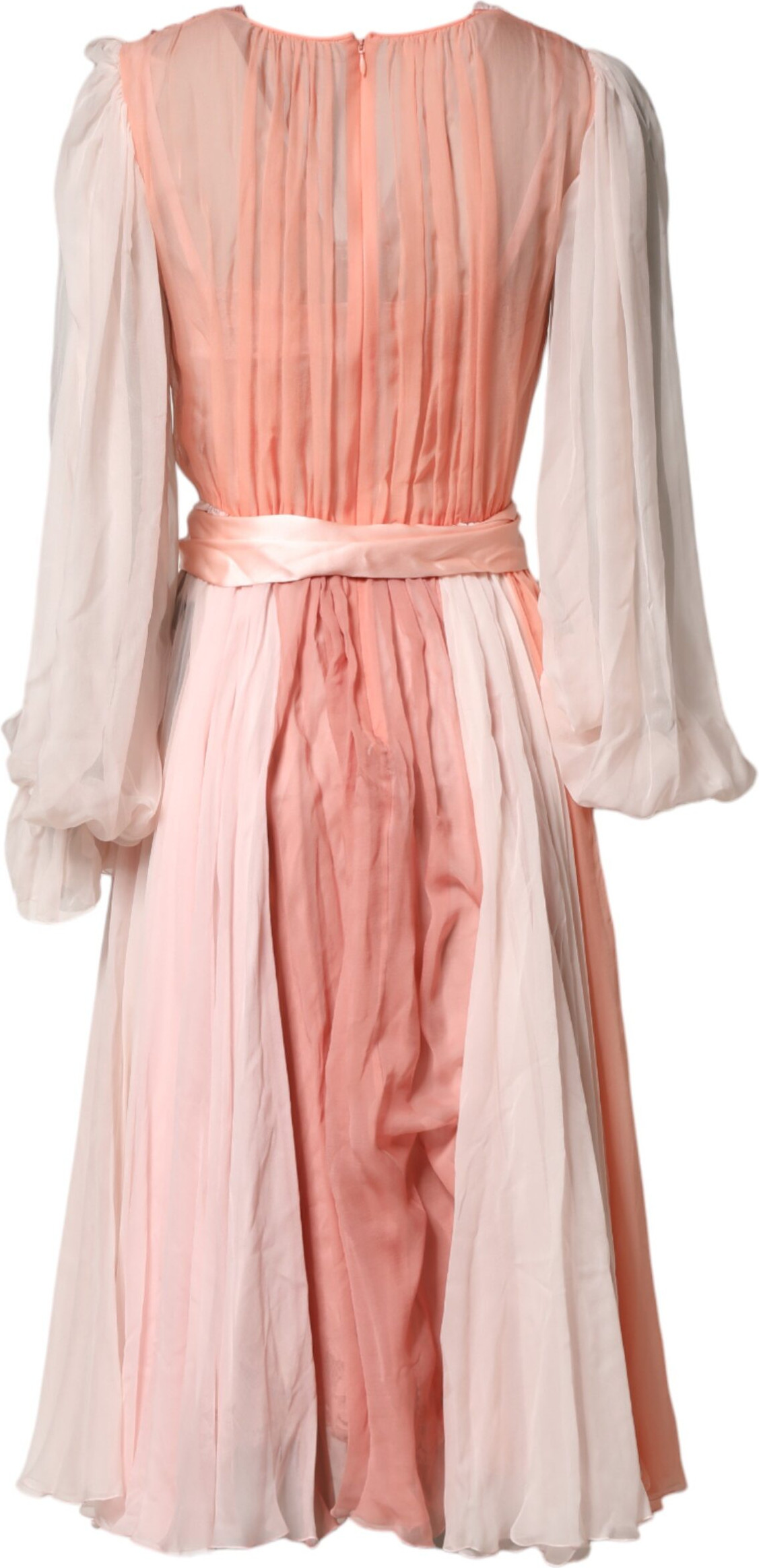 Pink Silk Tulle Long Sleeve V-neck Dress Dolce & Gabbana