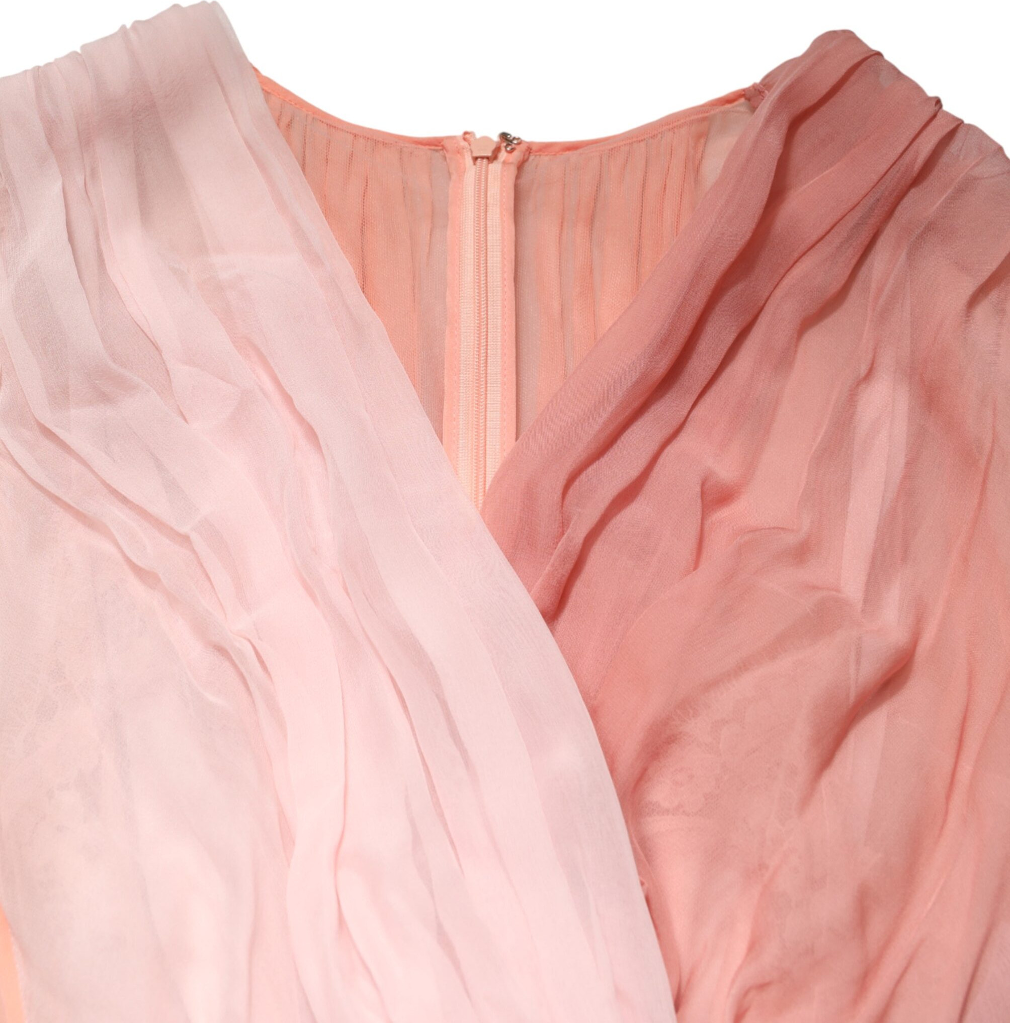 Pink Silk Tulle Long Sleeve V-neck Dress Dolce & Gabbana