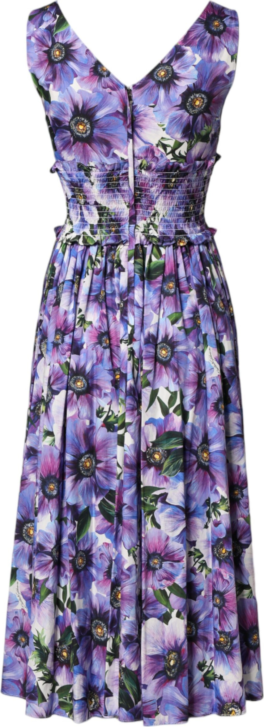 Lila Anemonen-Print Plissiertes Midikleid Dolce & Gabbana