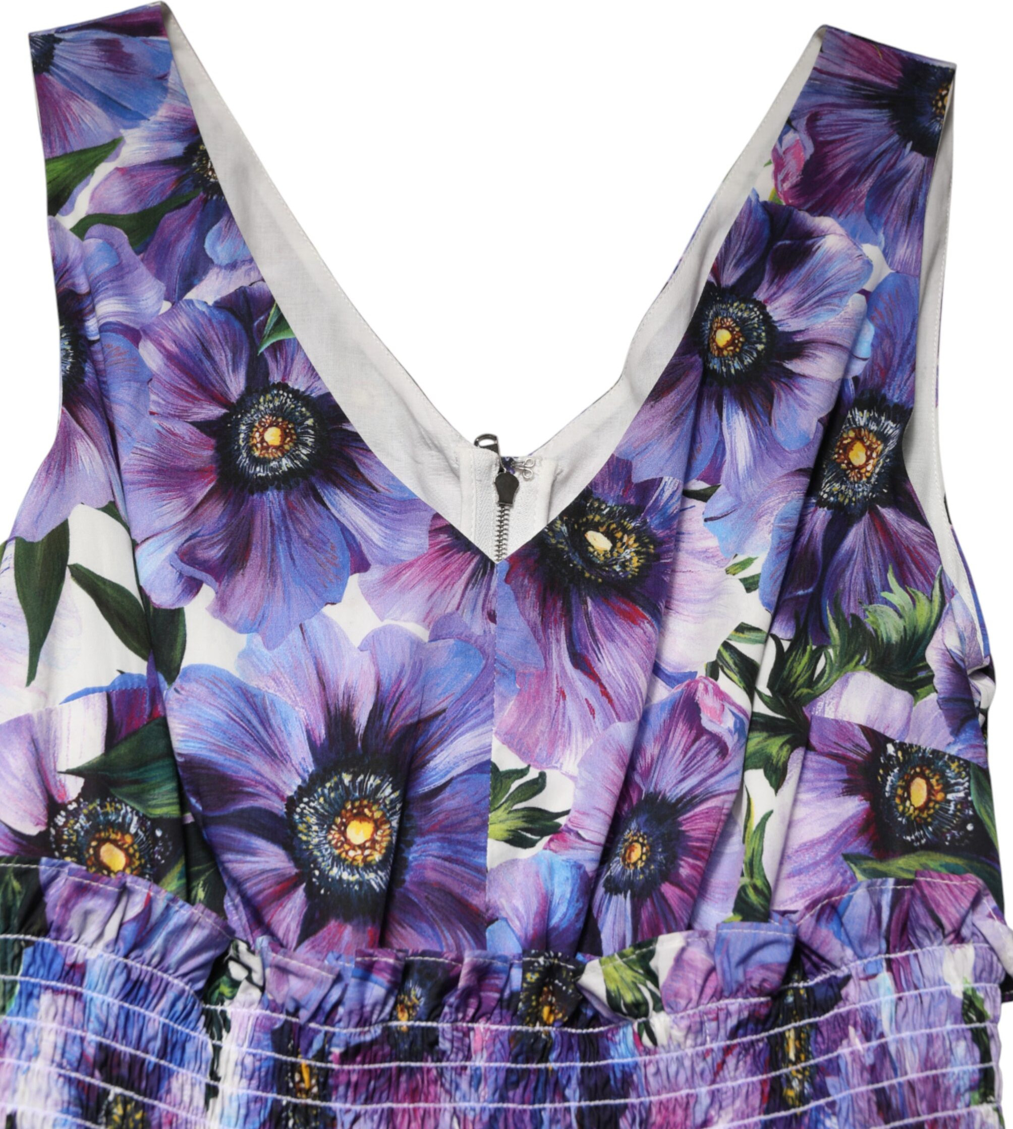 Lila Anemonen-Print Plissiertes Midikleid Dolce & Gabbana