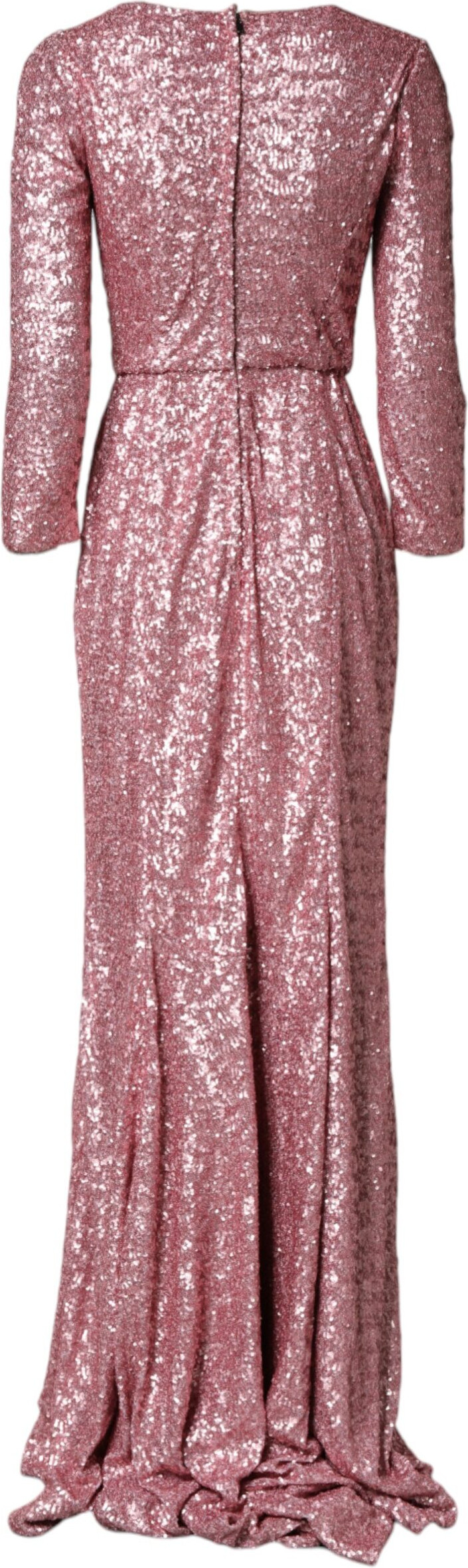 Pink Sequinned Mermaid Long Gown Dress Dolce & Gabbana