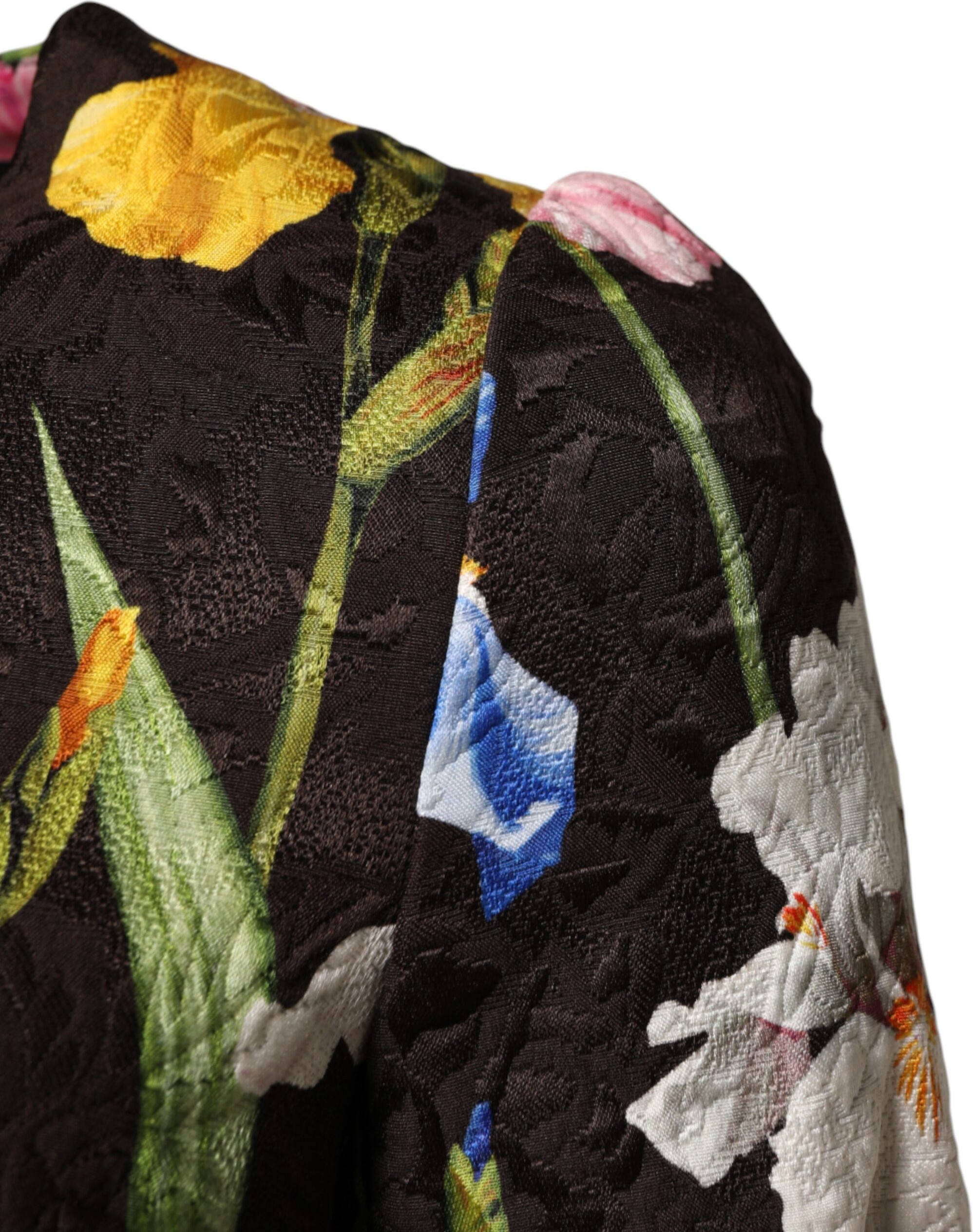 Black Floral Brocade A-line Mini Dress Dolce & Gabbana