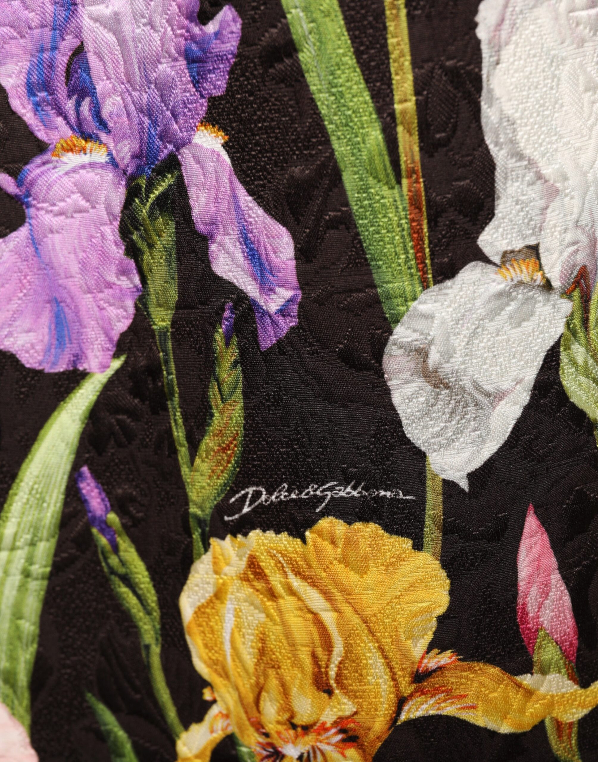 Black Floral Brocade A-line Mini Dress Dolce & Gabbana