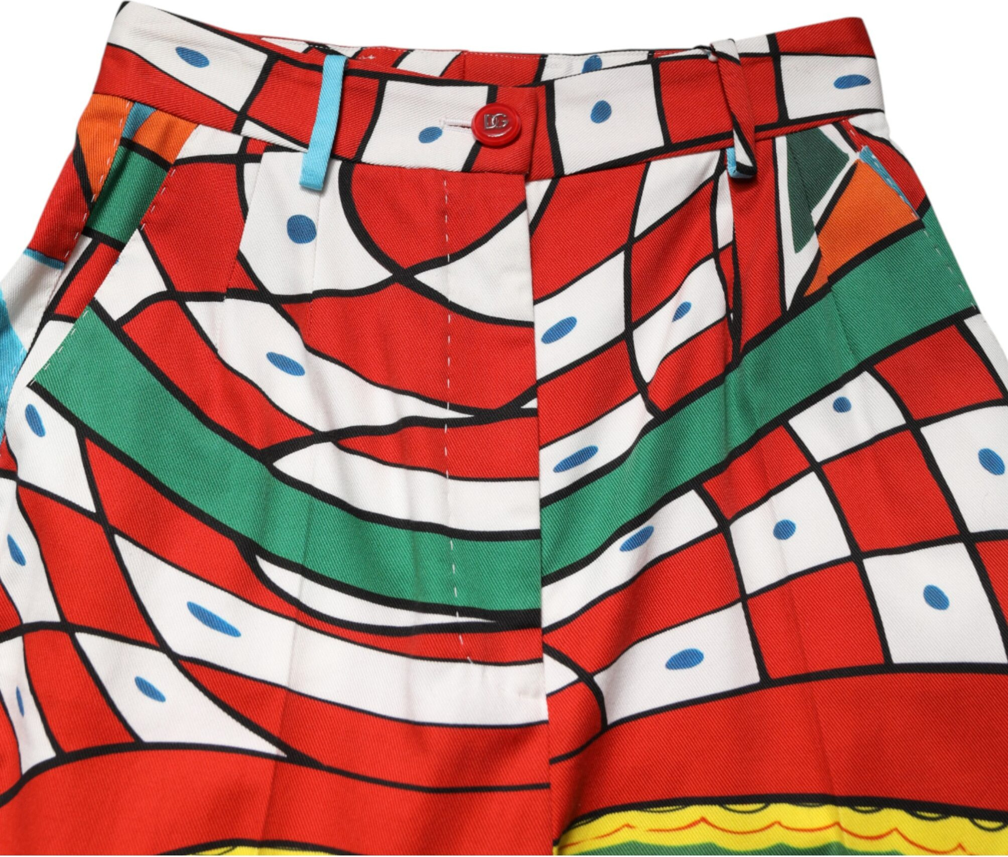 Chino Pants Dolce & Gabbana Multicolor Geometric Pattern Straight Pants