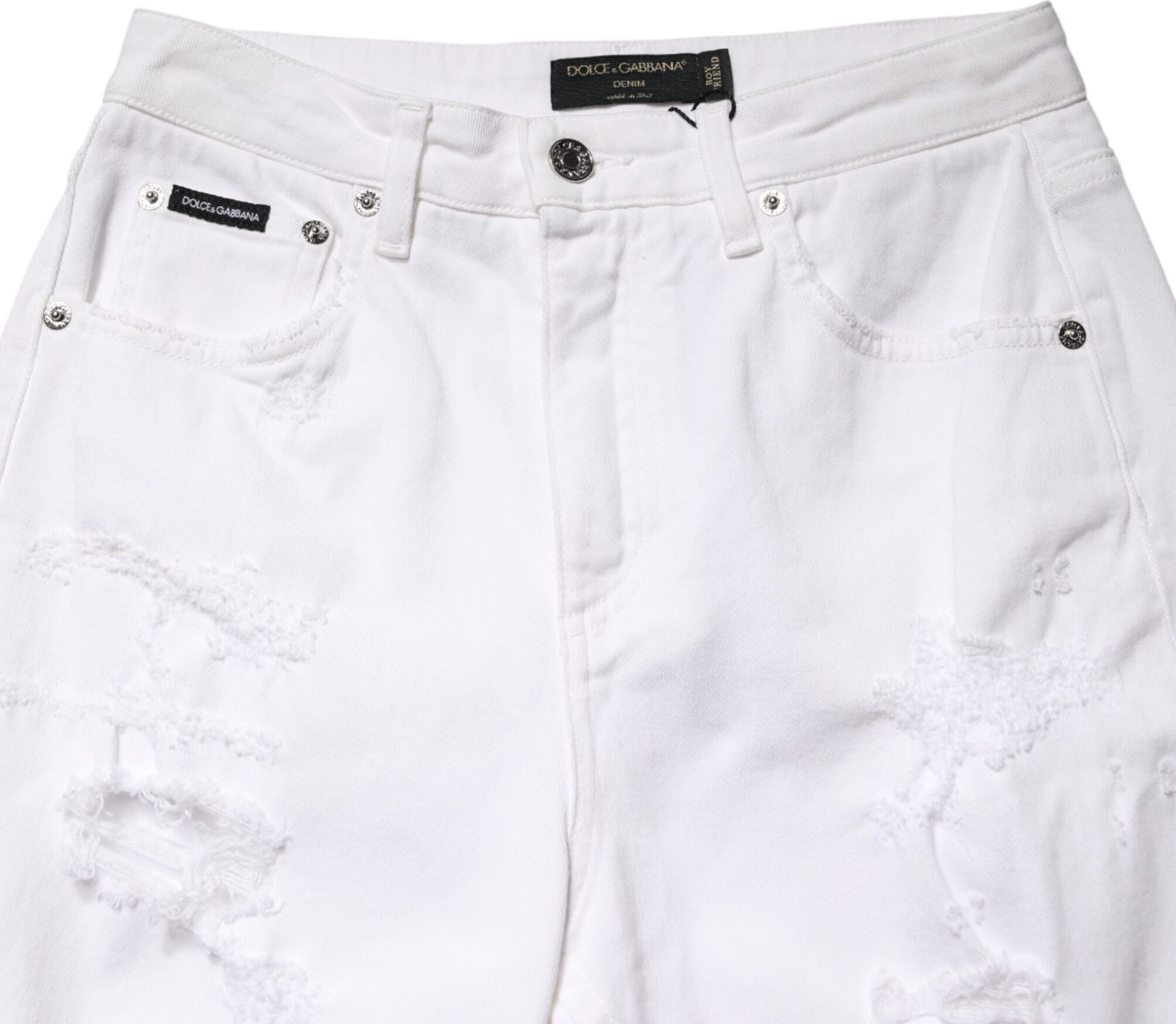 Jeans White Distressed Cotton BOYFRIEND Denim Jeans
