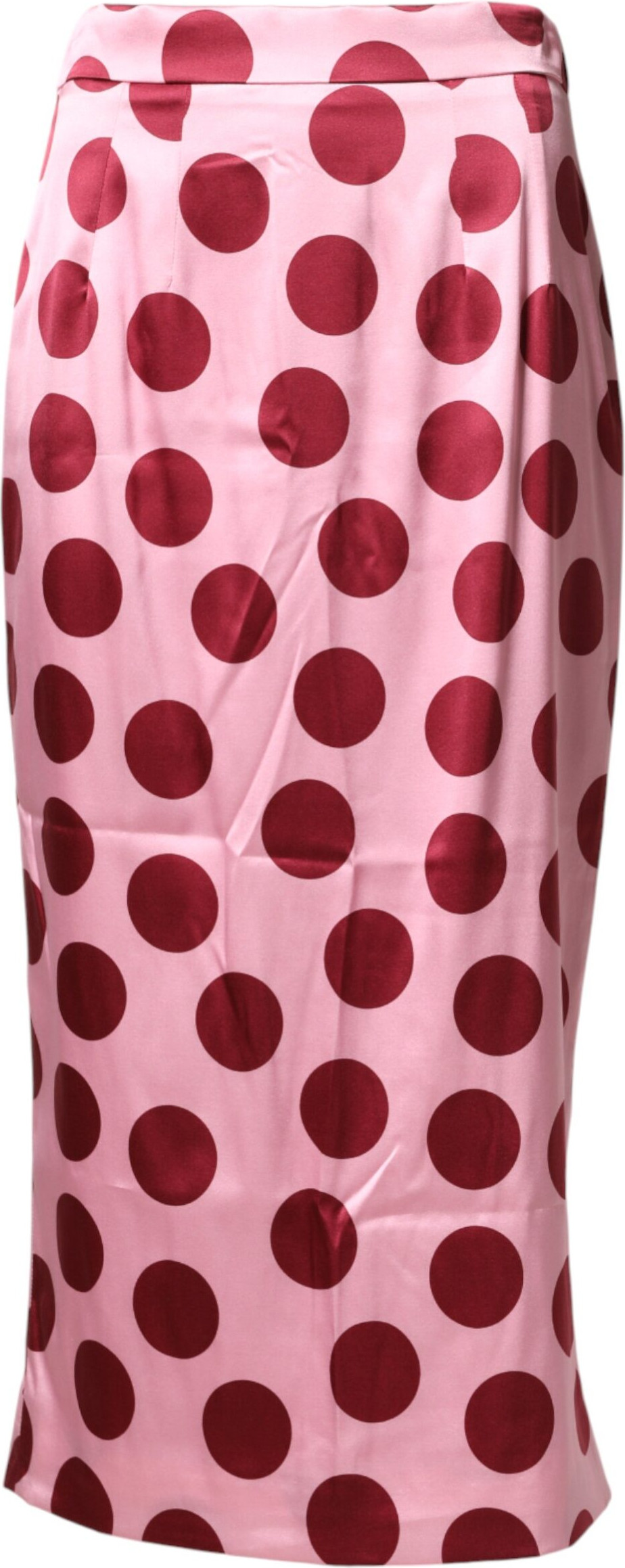 Pink Polka Dot Silk Pencil Cut Midi Skirt Dolce & Gabbana
