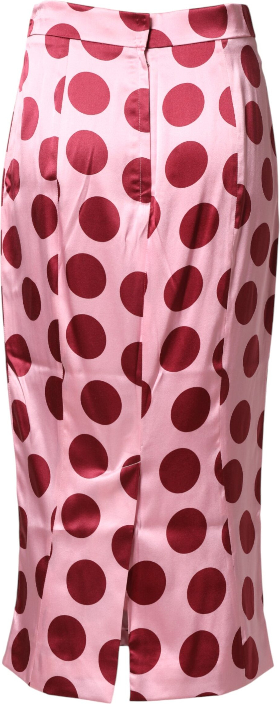 Pink Polka Dot Silk Pencil Cut Midi Skirt Dolce & Gabbana