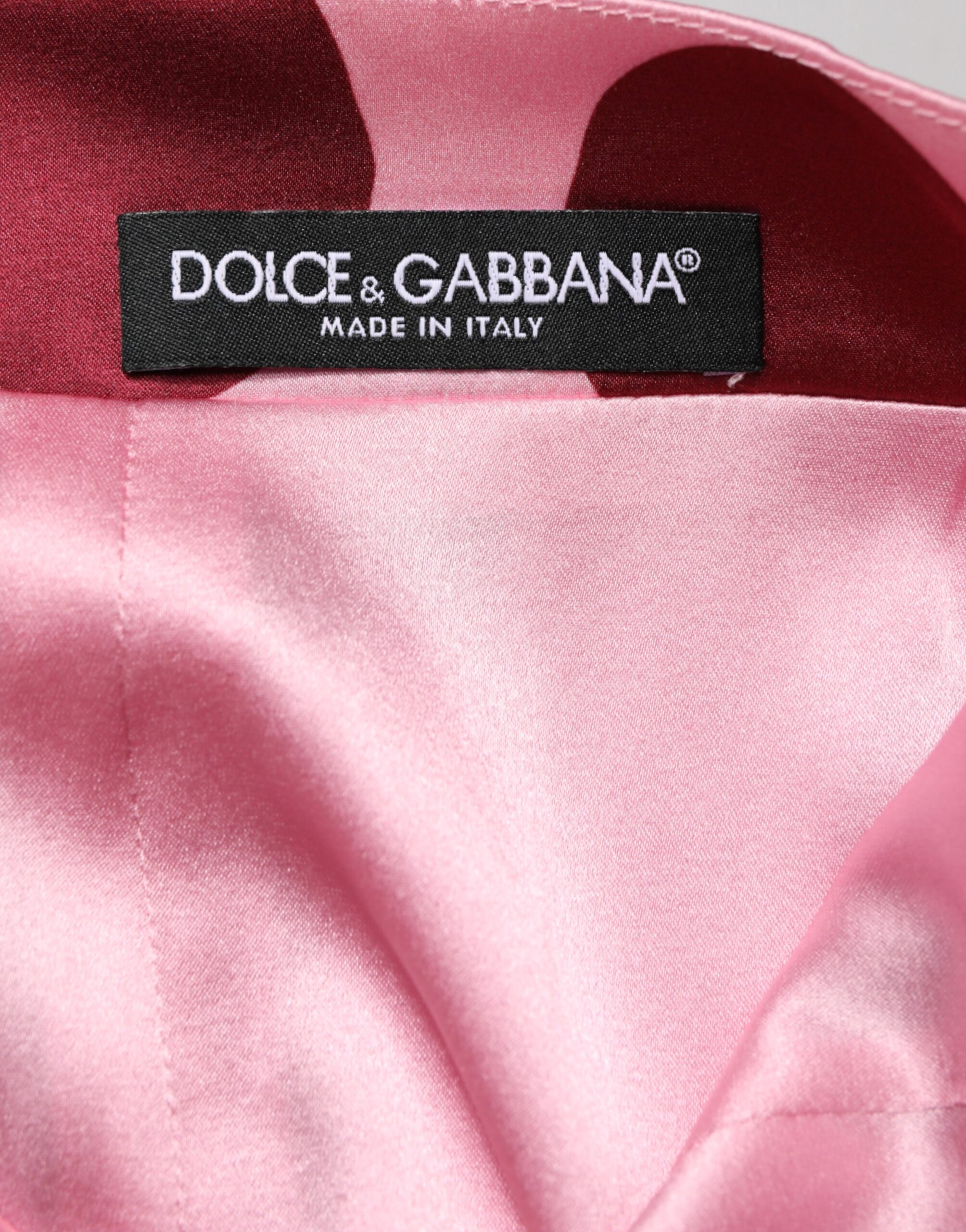 Pink Polka Dot Silk Pencil Cut Midi Skirt Dolce & Gabbana