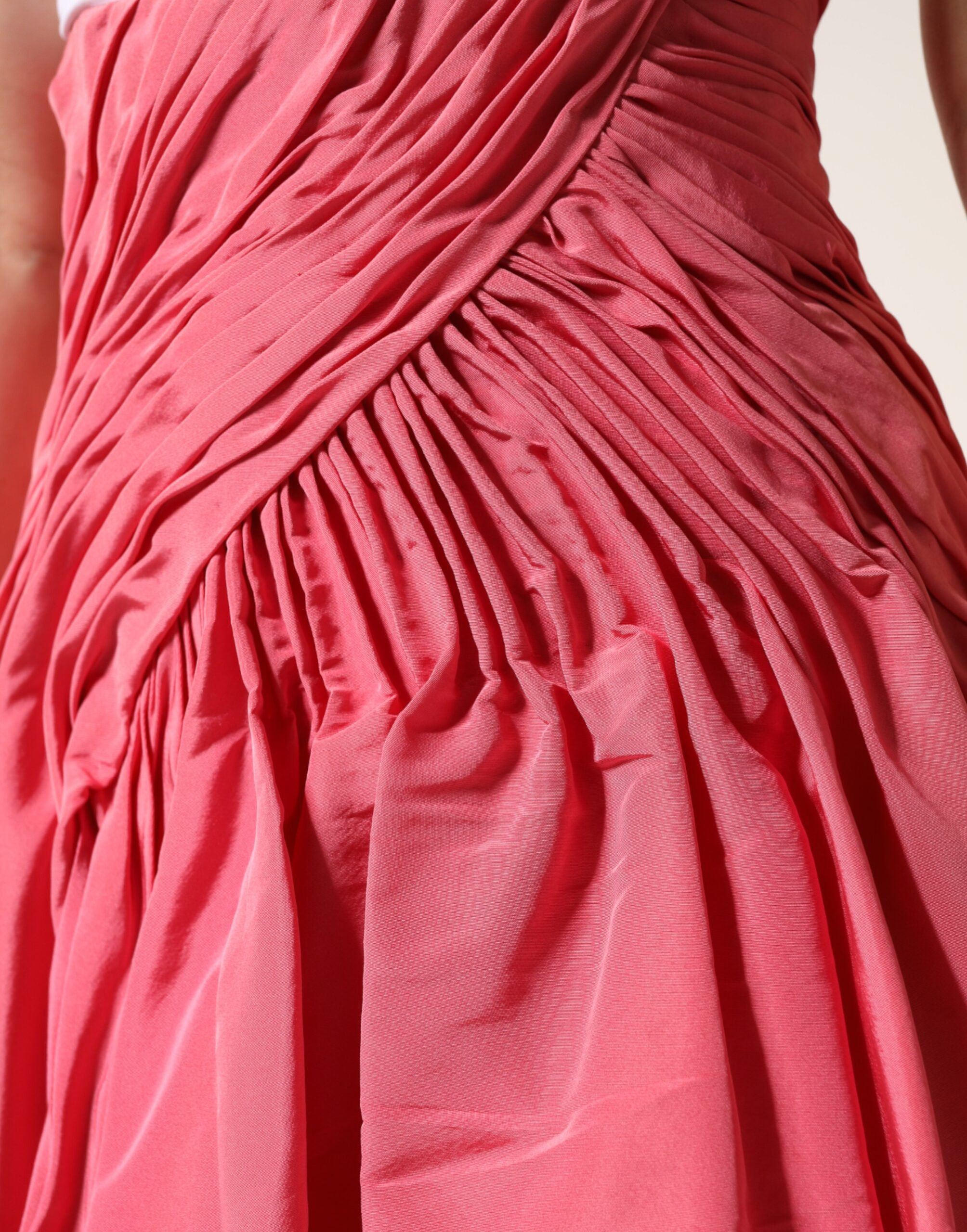 Pink Silk Pleated High Waist Midi Skirt Dolce & Gabbana