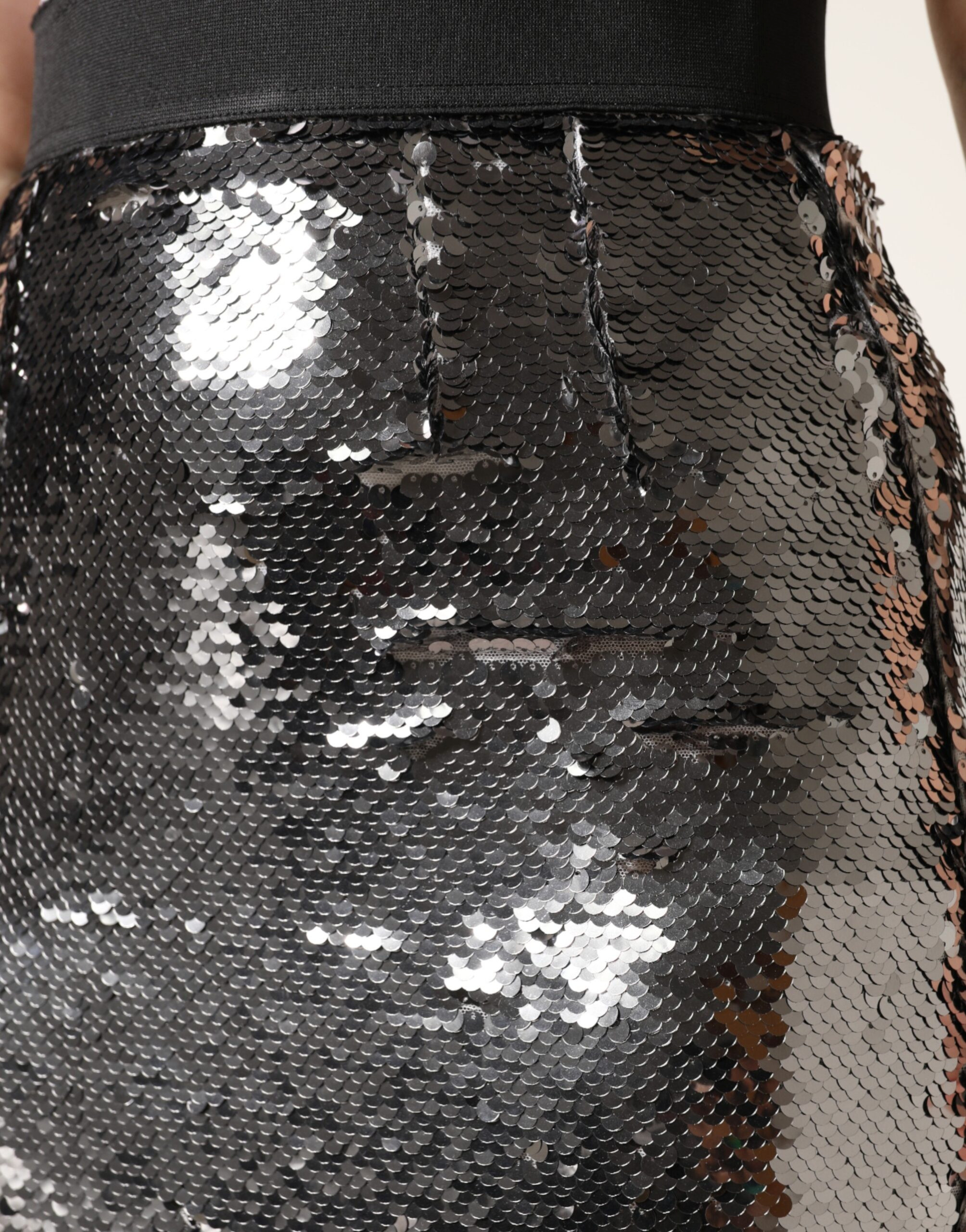 Skirt Metallic Gray Sequin High Waist Mermaid