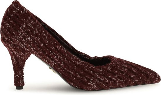 Bordo buzoq terisidan tayyorlangan platformali tuflilar Prada