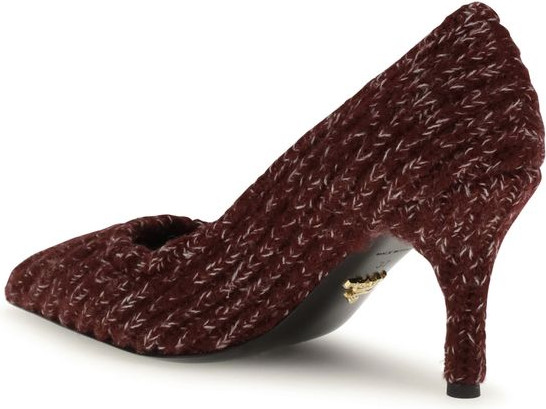 Bordo buzoq terisidan tayyorlangan platformali tuflilar Prada