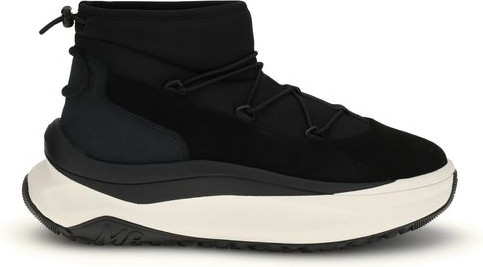 Black Polyester Lace-Up Boots