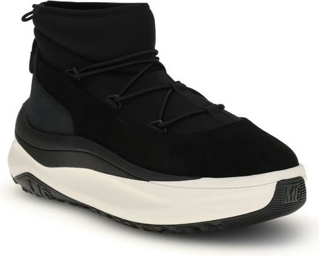 Black Polyester Lace-Up Boots
