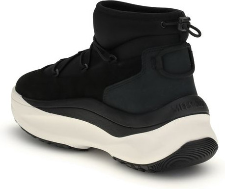 Black Polyester Lace-Up Boots