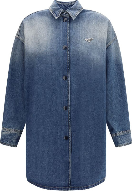 Blue Cotton Denim Jacket Prada