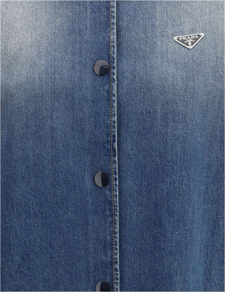 Blue Cotton Denim Jacket Prada