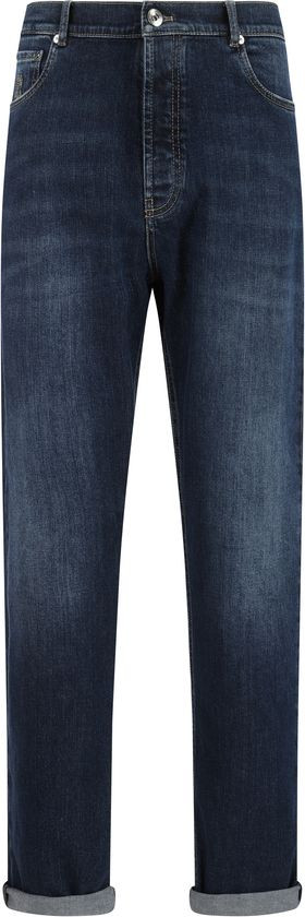 Blue Cotton Straight-Leg Jeans Brunello Cucinelli