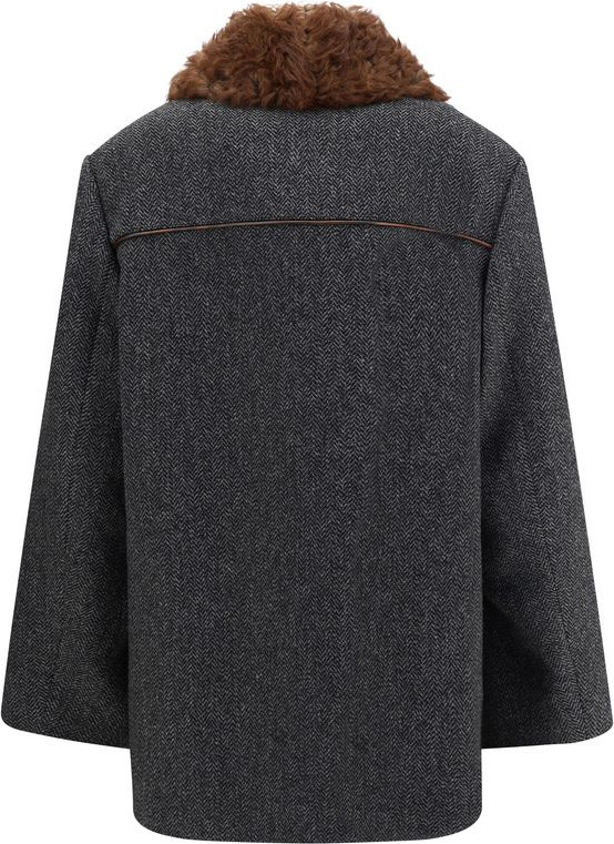 Gray Fleece Wool Coat Prada