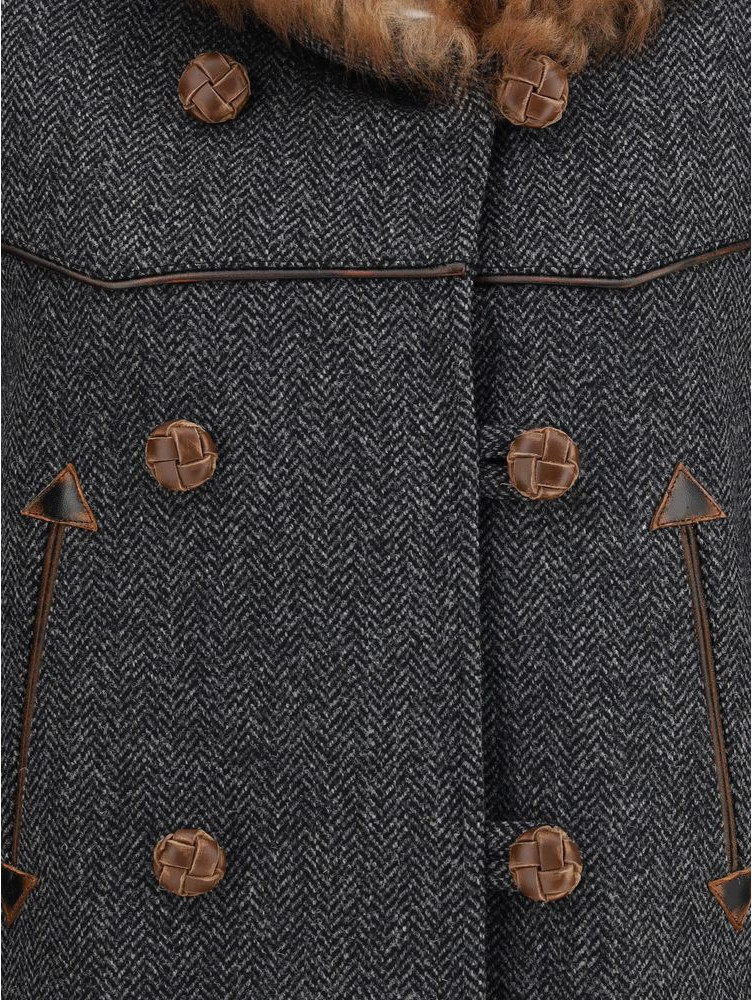 Gray Fleece Wool Coat Prada