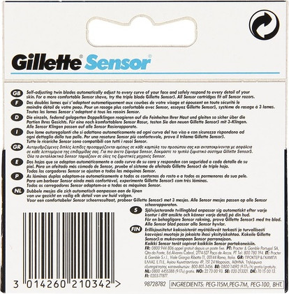 Gillette Sensor erkaklar uchun qiruvchi pichoqlari