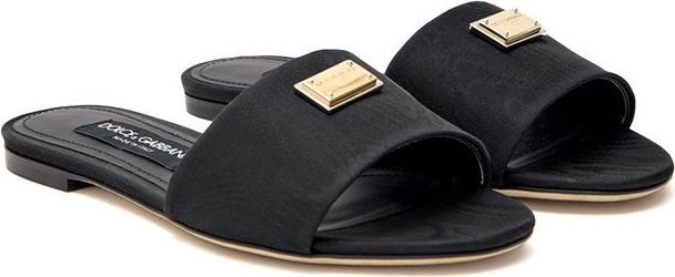 Dolce & Gabbana Schwarze Polyester Pantoffeln