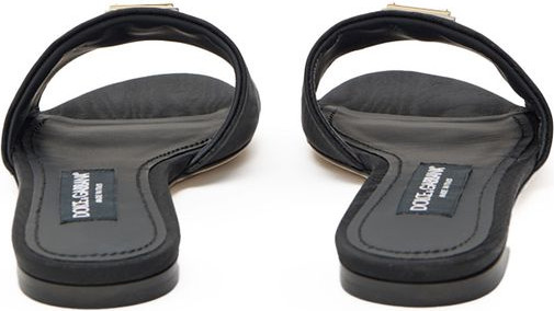 Dolce & Gabbana Schwarze Polyester Pantoffeln