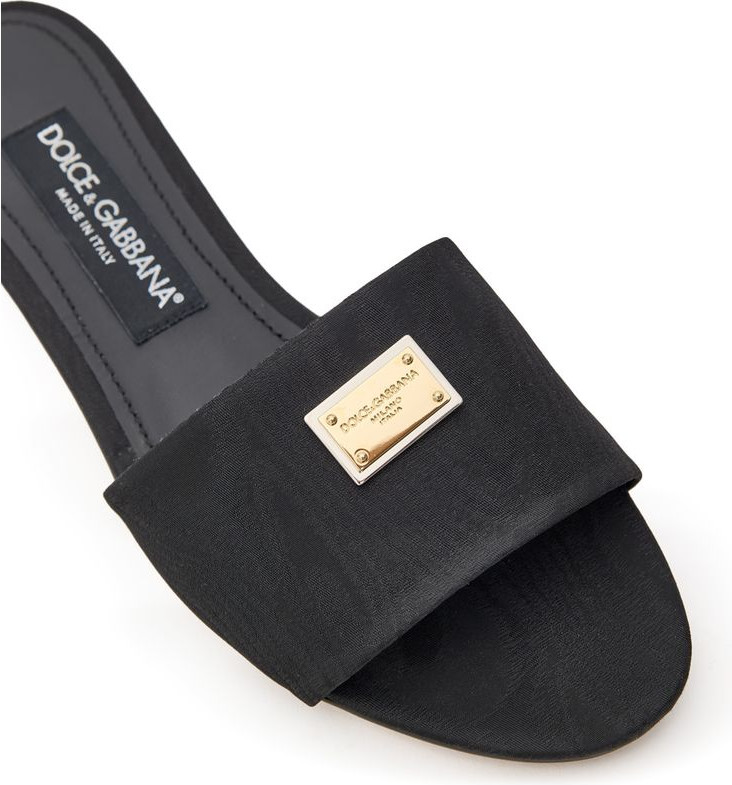 Dolce & Gabbana Schwarze Polyester Pantoffeln