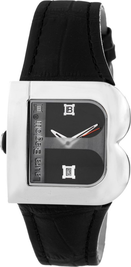 Laura Biagiotti Black Leather Dress Watch