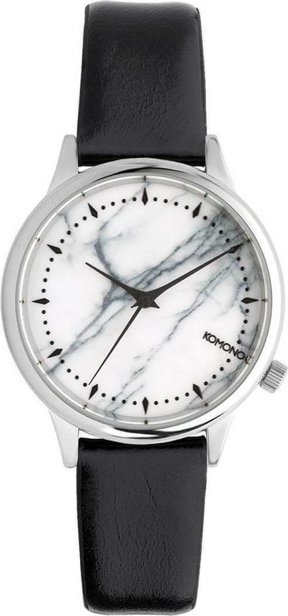 Komono Black Leather Dress Watch