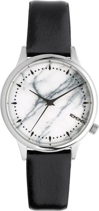 Komono Black Leather Dress Watch