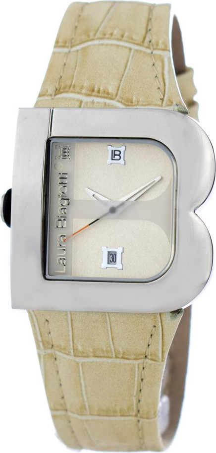Laura Biagiotti Beige Leather Dress Watch