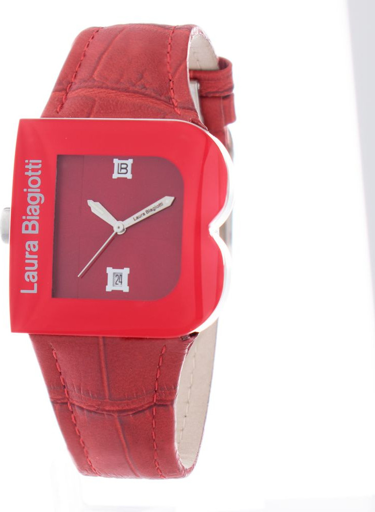 Red Leather Dress Watch Laura Biagiotti