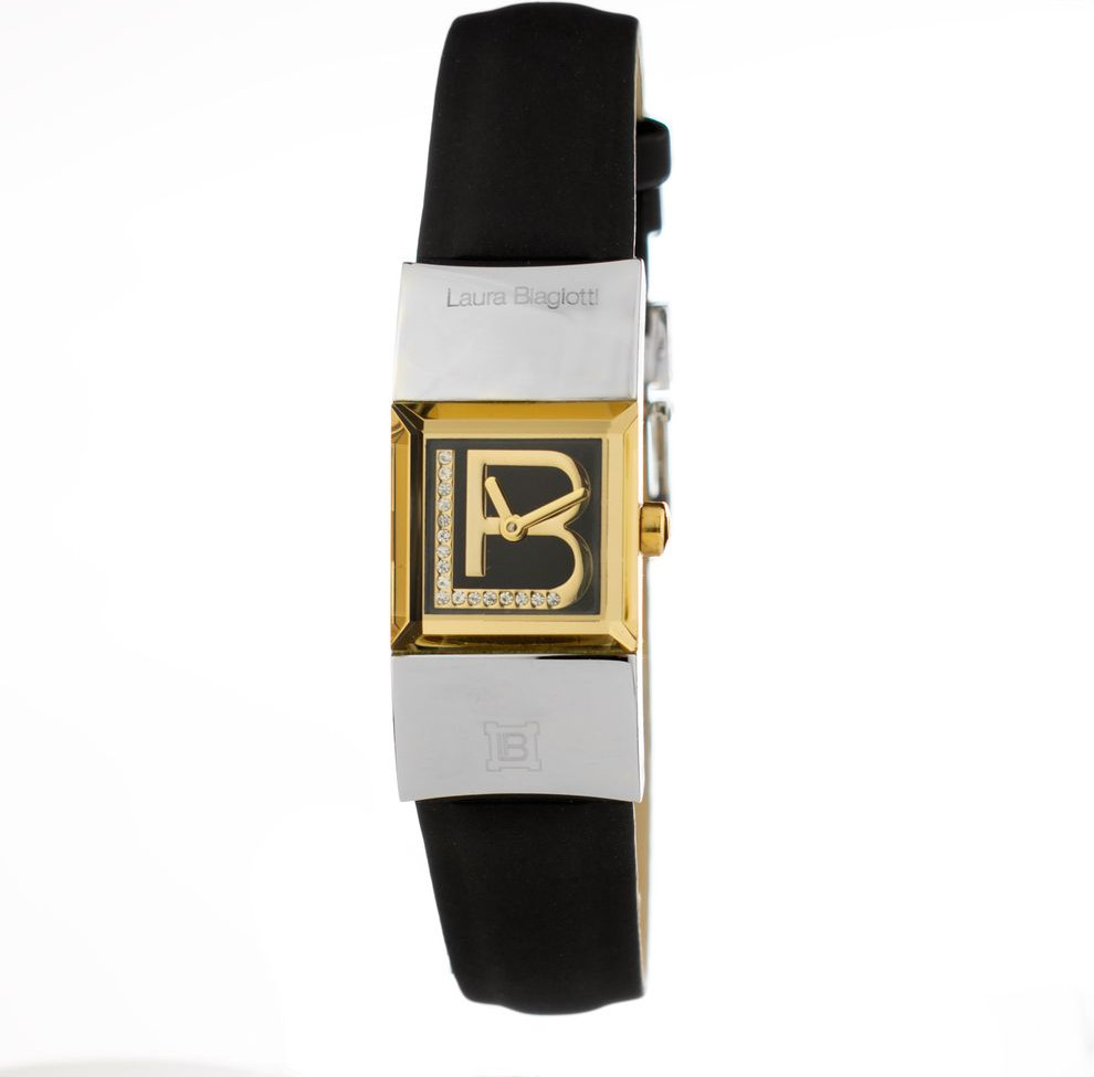 Black Leather Dress Watch Laura Biagiotti