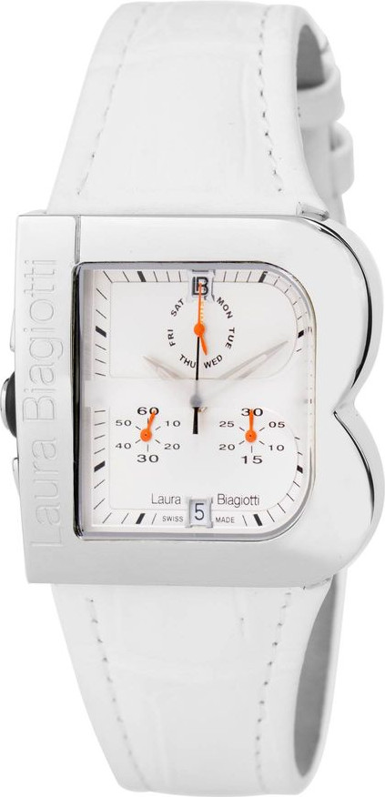 White Leather Dress Watch Laura Biagiotti