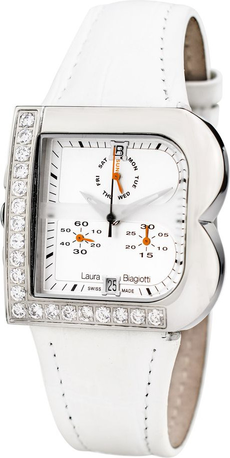 White Leather Dress Watch Laura Biagiotti