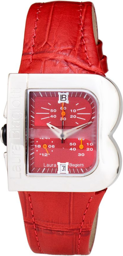 Red Leather Dress Watch Laura Biagiotti