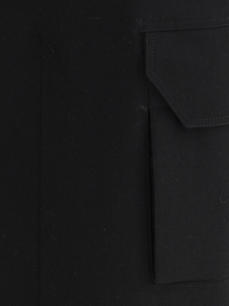 Rick Owens Black Fleece Wool Midi Skirt