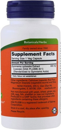 NOW Gymnema Sylvestre 400mg Unterstützung des Glukosestoffwechsels