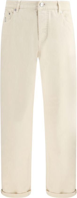 White Cotton Straight-Leg Jeans Brunello Cucinelli