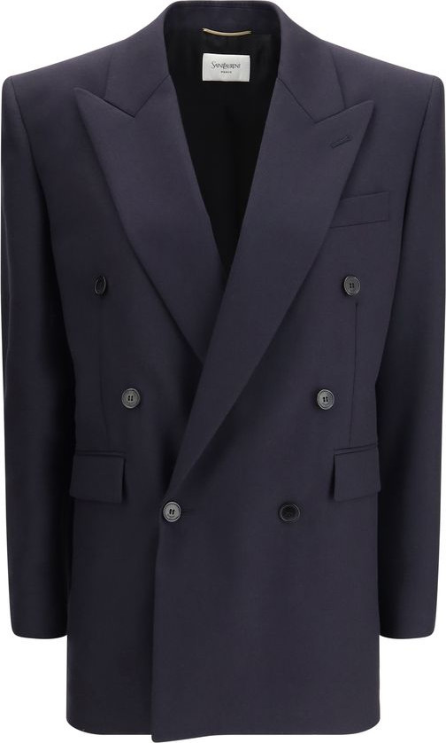 Blue Wool Coat Saint Laurent