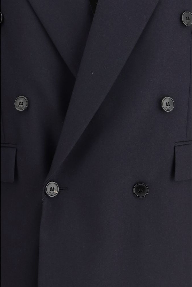 Blue Wool Coat Saint Laurent