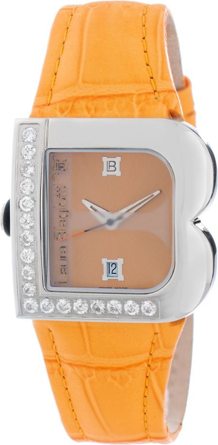 Laura Biagiotti Orange Leather Dress Watch