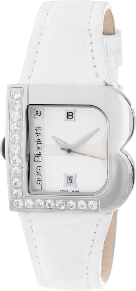 White Leather Dress Watch Laura Biagiotti