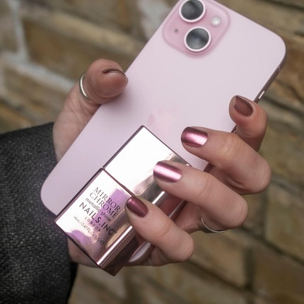 Nails Inc You're Being Chromatic Pink Metallic Mirror Chrome No Chip Long