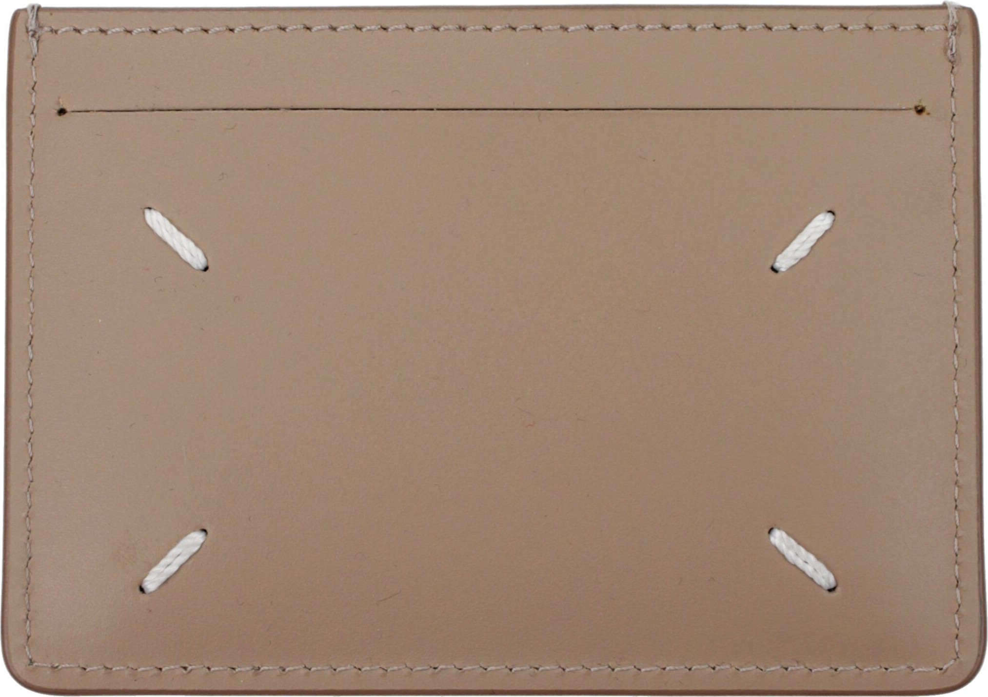 Beige Leather Cardholder by Maison Margiela