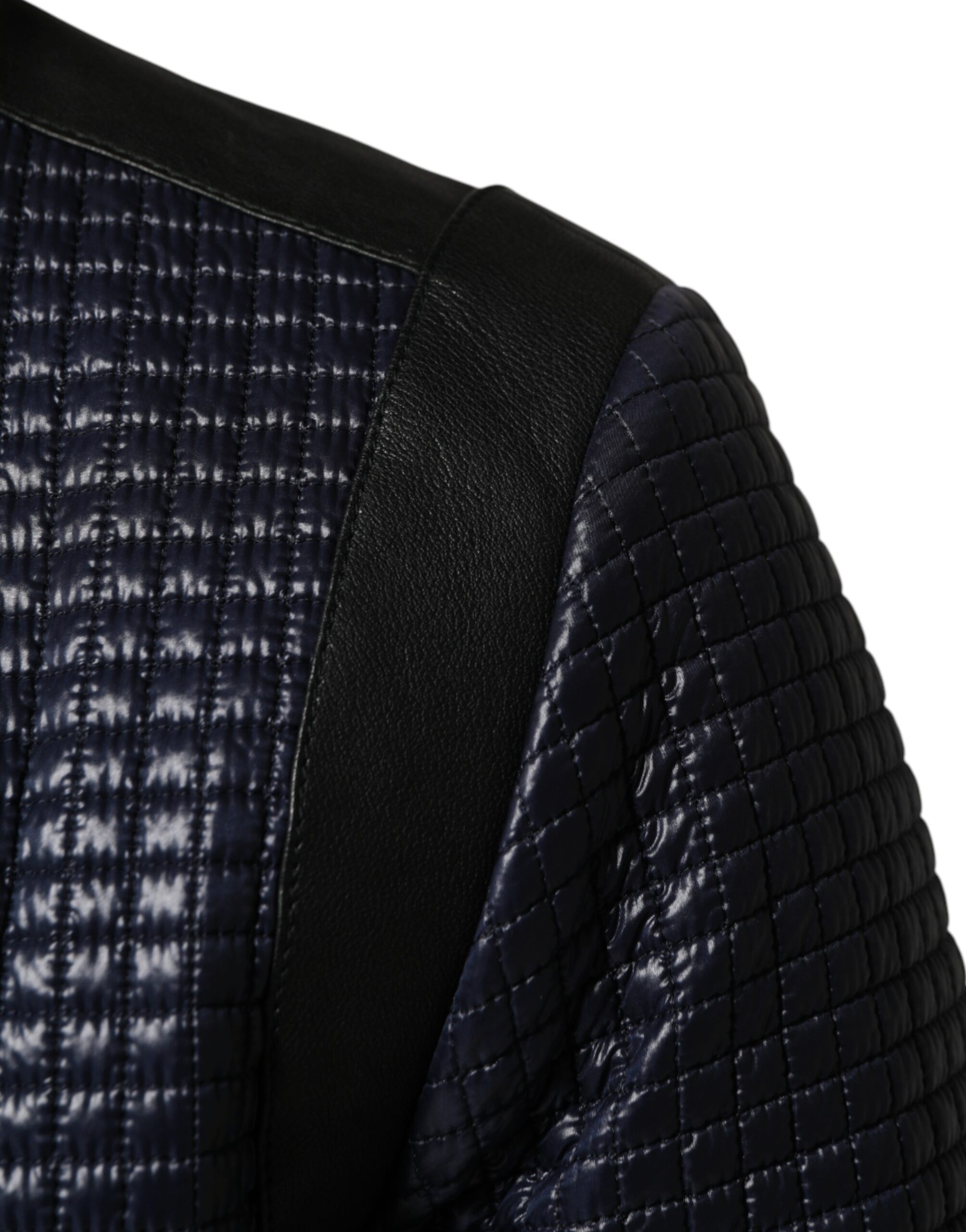 Blaue Nylon Bomberjacke mit durchgehendem Reißverschluss von Dolce & Gabbana