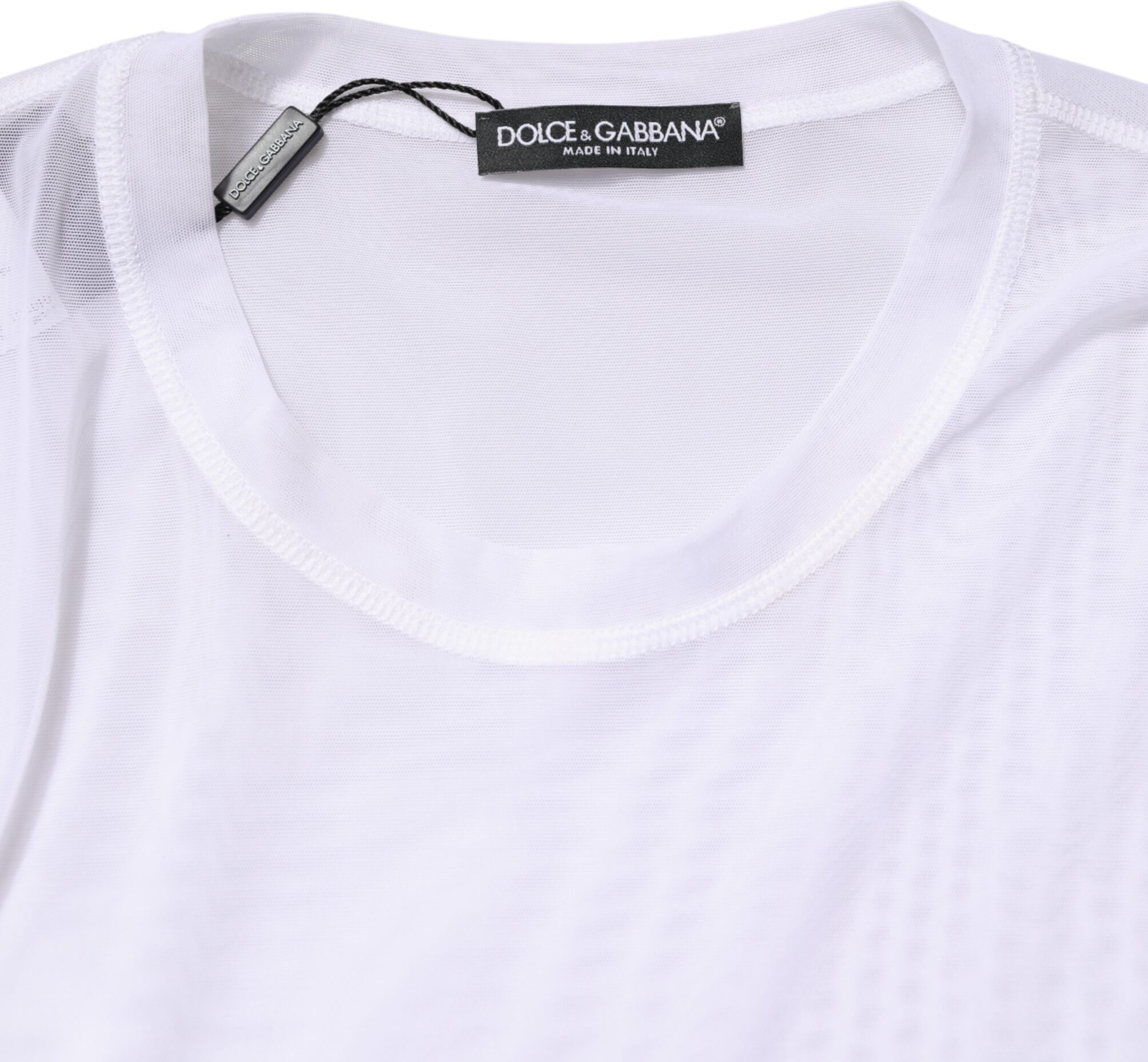 White Nylon Long Sleeves Crewneck T-Shirt Dolce & Gabbana