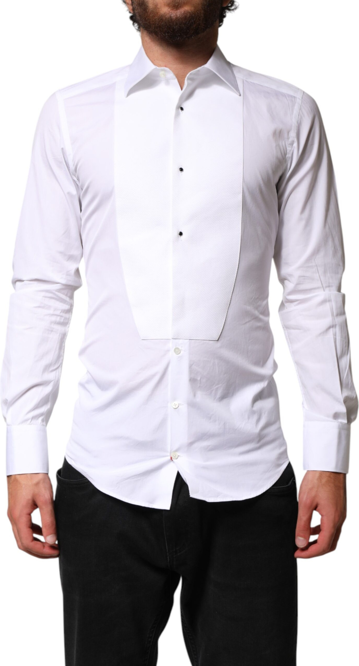 Dress Shirt White Cotton GOLD Dolce & Gabbana